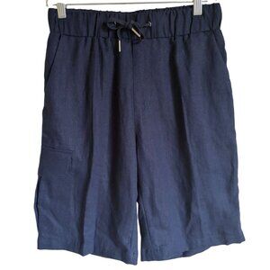 New! Beachcombers Coastal Threads Navy Blue Linen Blend Shorts Size Medium